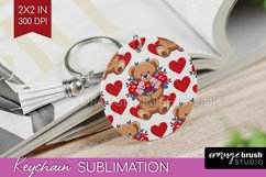 Teddy Bear Keychain PNG - Valentine Keychain Sublimation Product Image 1