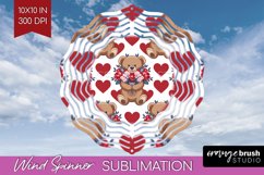 Teddy Bear Wind Spinner Sublimation PNG - Valentine Round Product Image 1