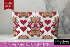 Teddy Bear Cosmetic Bag - Valentine Makeup Bag PNG Product Image 1