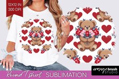 Teddy Bear Round Tshirt Background - Valentine PNG Product Image 1