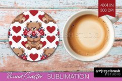 Teddy Bear Round Coaster - Valentine Coaster PNG Sublimation Product Image 1