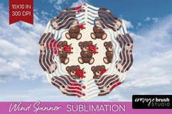 Teddy Bear Wind Spinner Sublimation PNG - Valentine Round Product Image 1
