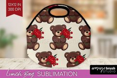 Teddy Bear Lunch Bag - Valentine Lunch Bug PNG Sublimation Product Image 1