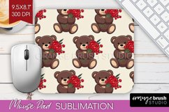 Teddy Bear Mouse Pad Sublimation - Valentine Mousepad PNG Product Image 1