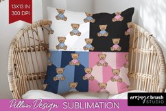 Teddy Bear Pillow Sublimation - Valentine Pillow Cover PNG Product Image 1