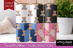 Teddy Bear Tumbler Wrap - Valentine Tumbler PNG Sublimation Product Image 1