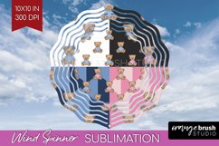 Teddy Bear Wind Spinner Sublimation PNG - Valentine Round Product Image 1
