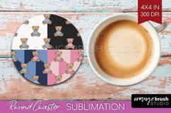 Teddy Bear Round Coaster - Valentine Coaster PNG Sublimation Product Image 1