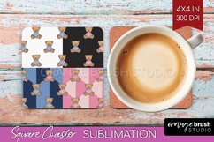 Teddy Bear Square Coaster - Valentine Coaster PNG Product Image 1