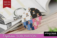 Teddy Bear Keychain PNG - Valentine Keychain Sublimation Product Image 1
