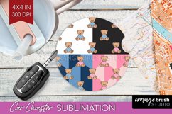 Teddy Bear Car Coaster - Valentine Coaster PNG Sublimation Product Image 1