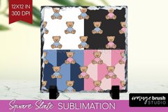 Teddy Bear Slate PNG - Valentine Square Slate Sublimation Product Image 1