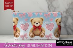 Teddy Bear Cosmetic Bag - Valentine Makeup Bag PNG Product Image 1