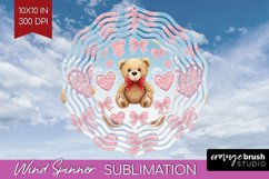 Teddy Bear Wind Spinner Sublimation PNG - Valentine Round Product Image 1