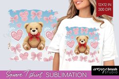 Teddy Bear Square Tshirt Background - Valentine PNG Product Image 1