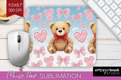 Teddy Bear Mouse Pad Sublimation - Valentine Mousepad PNG Product Image 1