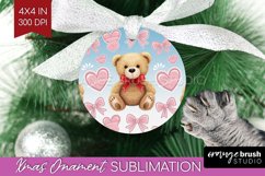 Teddy Bear Ornament PNG - Valentine PNG Sublimation Product Image 1