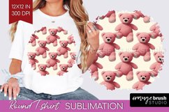 Teddy Bear Round Tshirt Background - Valentine PNG Product Image 1