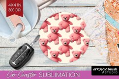 Teddy Bear Car Coaster - Valentine Coaster PNG Sublimation Product Image 1