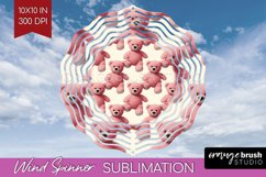 Teddy Bear Wind Spinner Sublimation PNG - Valentine Round Product Image 1