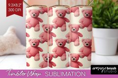 Teddy Bear Tumbler Wrap - Valentine Tumbler PNG Sublimation Product Image 1