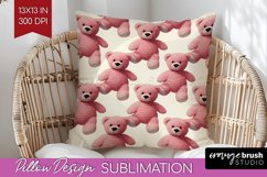 Teddy Bear Pillow Sublimation - Valentine Pillow Cover PNG Product Image 1