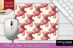 Teddy Bear Mouse Pad Sublimation - Valentine Mousepad PNG Product Image 1