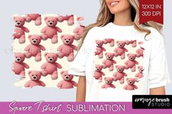 Teddy Bear Square Tshirt Background - Valentine PNG Product Image 1
