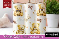 Teddy Bear Tumbler Wrap - Valentine Tumbler PNG Sublimation Product Image 1
