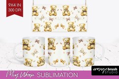 Teddy Bear Mug Wrap - Valentine Mug PNG Sublimation Product Image 1