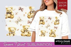 Teddy Bear Square Tshirt Background - Valentine PNG Product Image 1