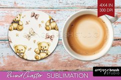 Teddy Bear Round Coaster - Valentine Coaster PNG Sublimation Product Image 1