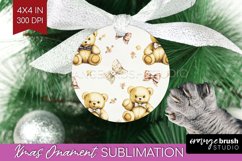 Teddy Bear Ornament PNG - Valentine PNG Sublimation Product Image 1