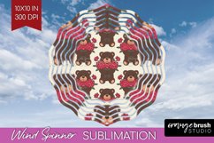 Teddy Bear Wind Spinner Sublimation PNG - Valentine Round Product Image 1