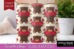 Teddy Bear Tumbler Wrap - Valentine Tumbler PNG Sublimation Product Image 1
