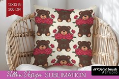 Teddy Bear Pillow Sublimation - Valentine Pillow Cover PNG Product Image 1