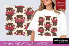 Teddy Bear Square Tshirt Background - Valentine PNG Product Image 1