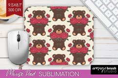 Teddy Bear Mouse Pad Sublimation - Valentine Mousepad PNG Product Image 1