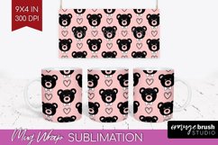 Teddy Bear Mug Wrap - Valentine Mug PNG Sublimation Product Image 1