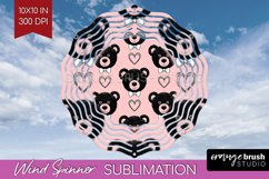 Teddy Bear Wind Spinner Sublimation PNG - Valentine Round Product Image 1