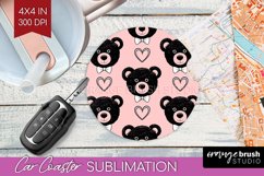 Teddy Bear Car Coaster - Valentine Coaster PNG Sublimation Product Image 1