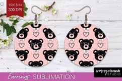 Teddy Bear Round Earrings - Valentine PNG Sublimation Product Image 1