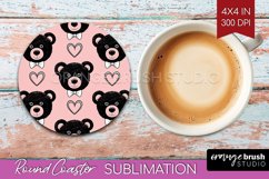 Teddy Bear Round Coaster - Valentine Coaster PNG Sublimation Product Image 1