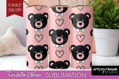 Teddy Bear Tumbler Wrap - Valentine Tumbler PNG Sublimation Product Image 1