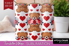 Teddy Bear Tumbler Wrap - Valentine Tumbler PNG Sublimation Product Image 1