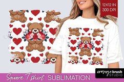 Teddy Bear Square Tshirt Background - Valentine PNG Product Image 1
