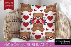 Teddy Bear Pillow Sublimation - Valentine Pillow Cover PNG Product Image 1
