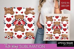 Teddy Bear Tote Bag - Valentine Tote Bag PNG Sublimation Product Image 1