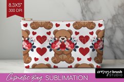 Teddy Bear Cosmetic Bag - Valentine Makeup Bag PNG Product Image 1