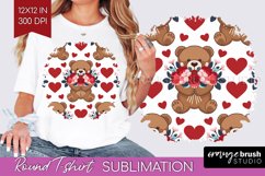 Teddy Bear Round Tshirt Background - Valentine PNG Product Image 1